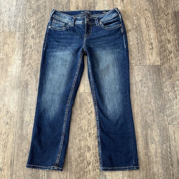 Silver Jeans AIKO Mid Capri Womens Size 30 Blue Low Rise Denim Crop Pants 30x24 - Picture 1 of 13